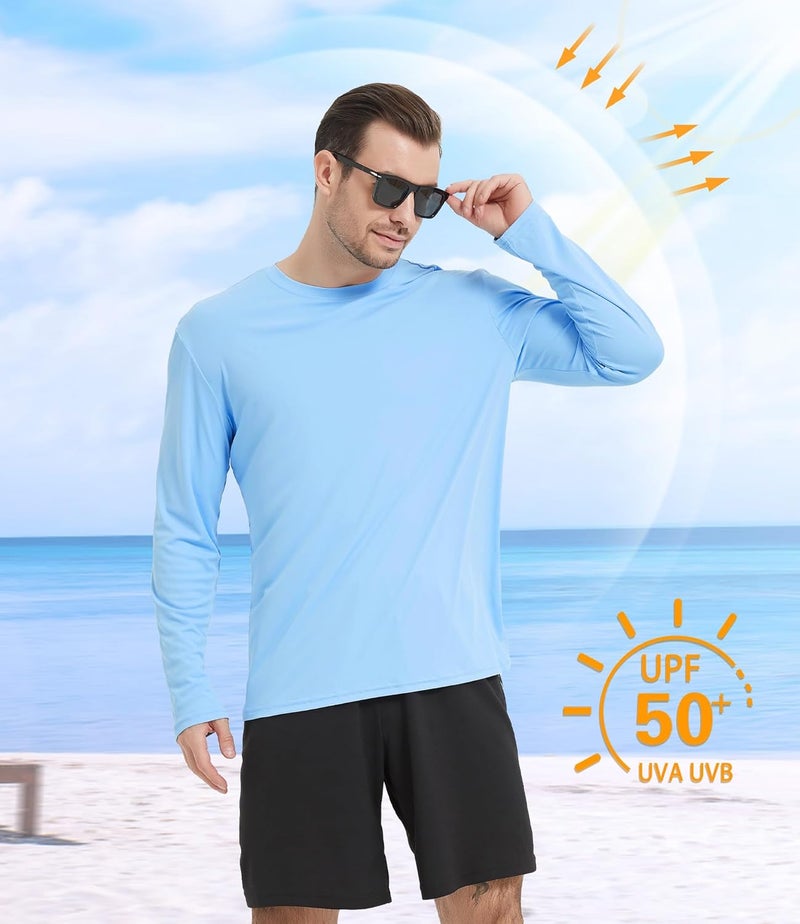 Kinglaman 4 Pack Men's UPF 50+ Rash Guard Swim Fishing Sun Shirts, Long Sleeve SPF UV Sun Protection Shirts for Men - Image 2